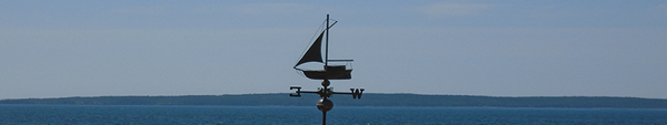 Weather vane, points East and West, Liverpool, Nova Scotia