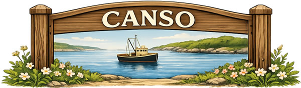 Welcome sign for Canso, Nova Scotia