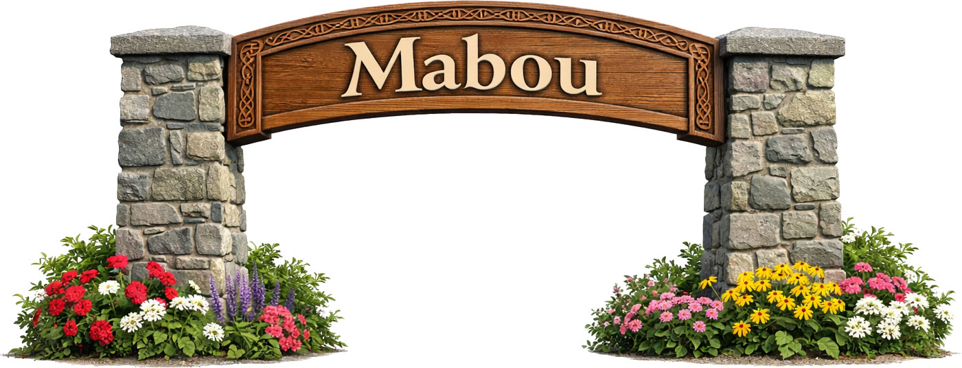 Welcome sign for Mabou, Nova Scotia