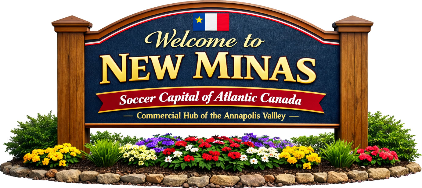 Welcome sign for New Minas, Nova Scotia