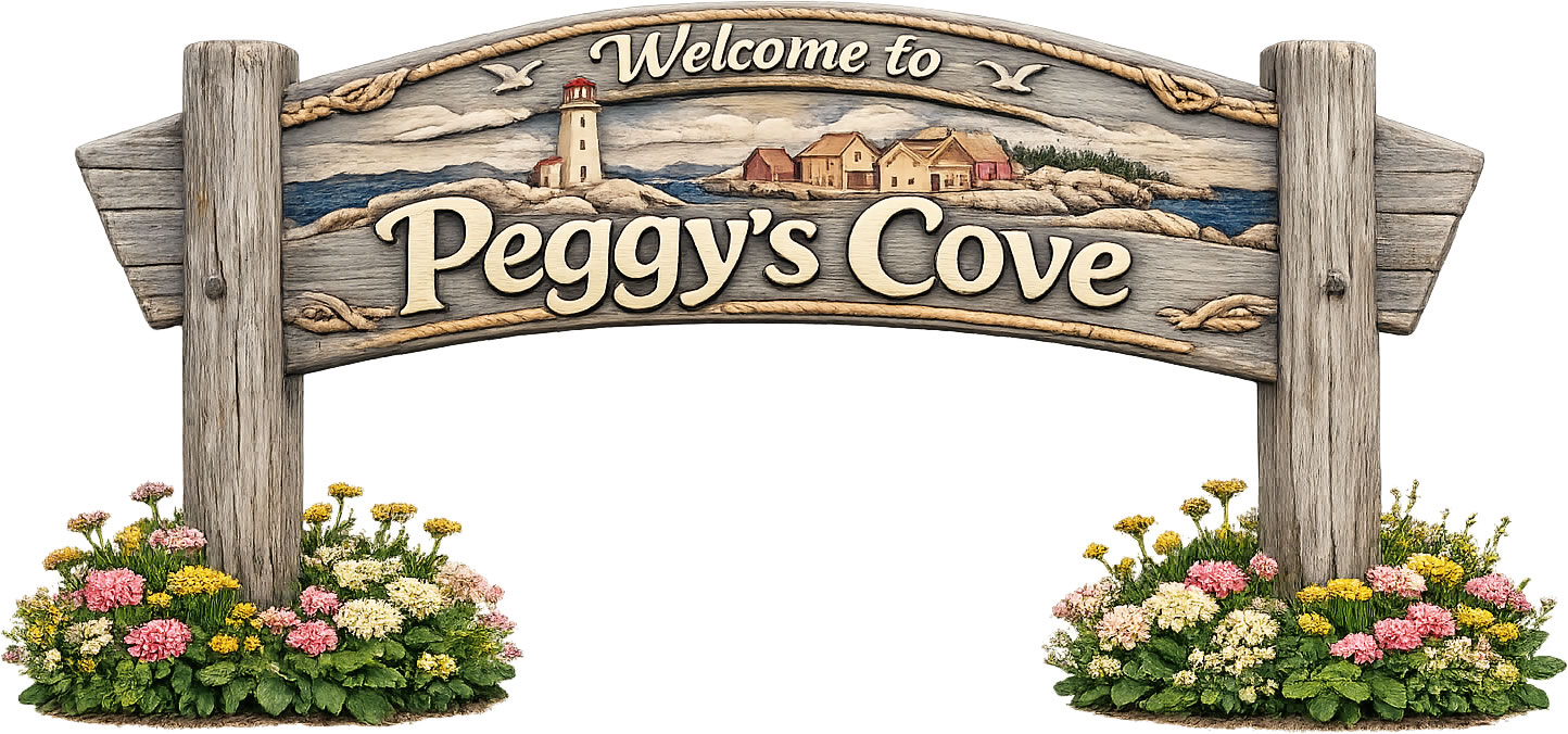 Welcome sign for Peggy's Cove, Nova Scotia