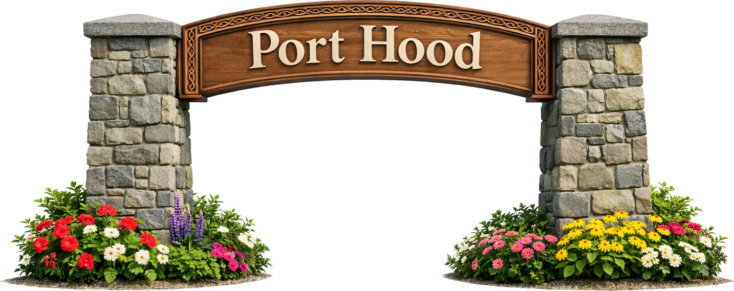 Welcome sign for Port Hood, Nova Scotia