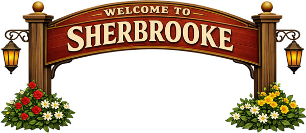 Welcome sign for Sherbrooke, Nova Scotia